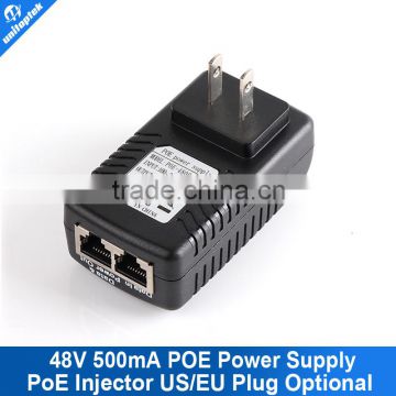 48V 0.5A 500MA POE Power Injector 48V Over Ethernet Power Supply US/EU Plug Lan Port Power Injector With LED