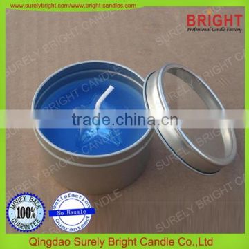 2016 good selling scented and colored tin candle