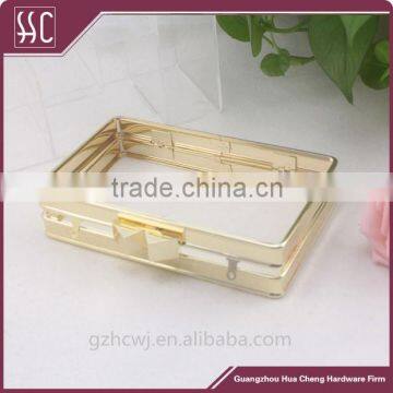 fashion metal purse frame,shiny gold rectangle metal purse frame, high quality metal purse frame