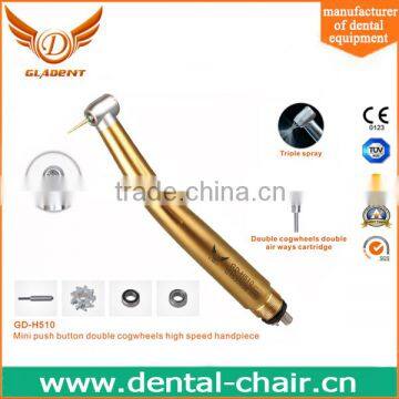 Golden color mini head triple water spray dental handpiece