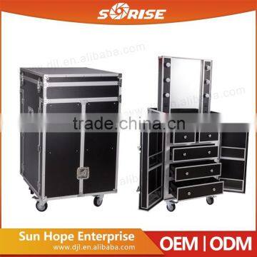 Professional 4 rolling wheels makeup case with lighted mirror multilayer drawers for wholesale                        
                                                                                Supplier's Choice