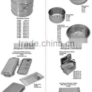 Top Quality Surgical Holloware / Stainless Steel Surgical Sterilizing Drums / Stainless Steel Bowls