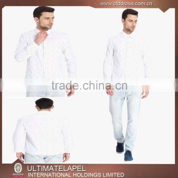 Latest Fashion White Print Slim Fit 100% Cotton Custom Shirt