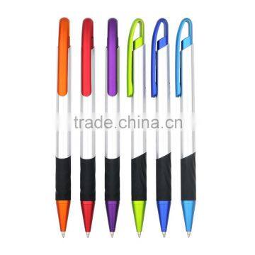 Customized Printed Promotional Plastic Ball point Pen with different color rubber grip