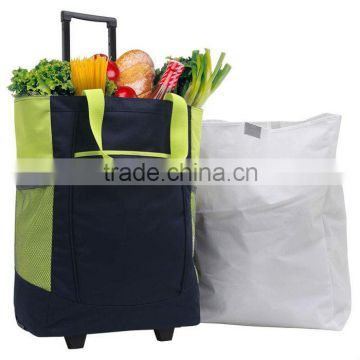 Rolling shopper tote/Traveler Rolling Tote with PVC Free Removable Leak Proof Liner