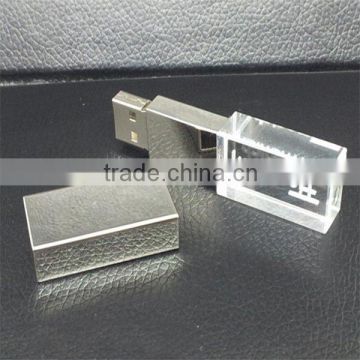 Wholesale new design crystal glass USB Flash Drive with LED Light 32gb usb flash drive