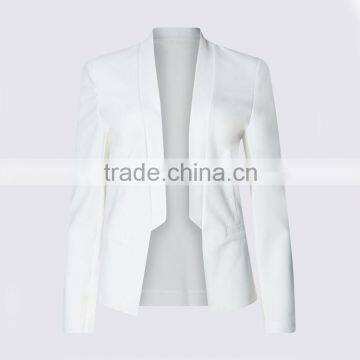 2016 Latest Jacket Design For Women Cream Long Sleeve Open Crepe Blazer