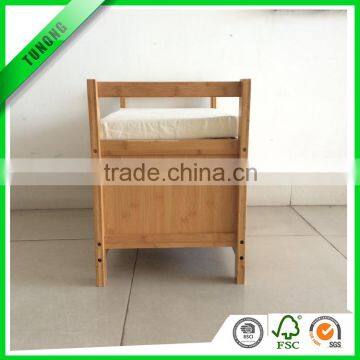 Bamboo Shoe Storage Rack Bench With White Sponge Mat photo-3