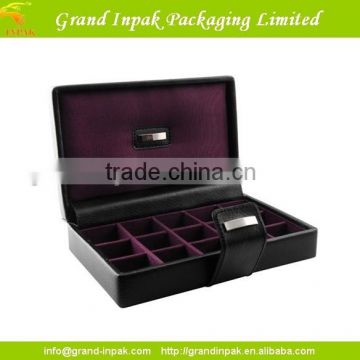 Luxury Large Cufflink Storage Display Box wrapping with leather