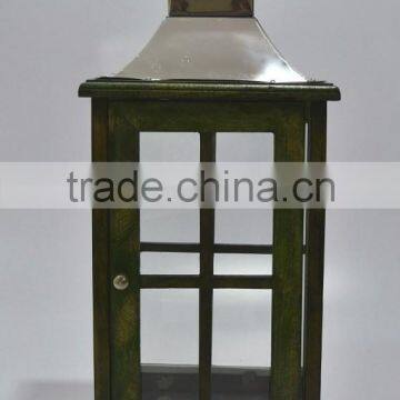 Wood & Steel Pillar Candle Lanterns in Antique Finish