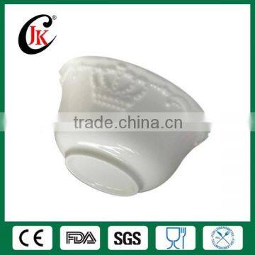 Wholesale Fine Royal New Bone China White Embossed Ceramic Soup Bowl With Crown Design photo-2