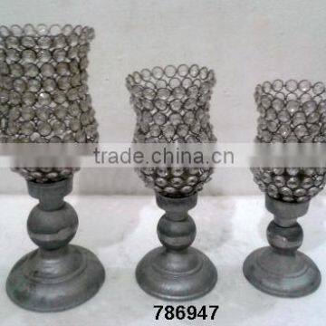 Aluminum & Glass Crystal Chimney Votive Tealight T-Light Candle Holder