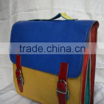 real leather colorful School bag in multi colours/pure leather saddle bags