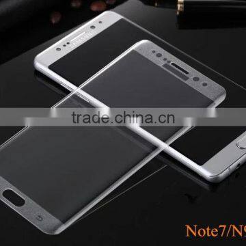 Wholesale mobile phone cover glass guard anti-fingerprint curved edge tempered glass screen protector for samsung note7