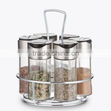 SINOGLASS 90ml 6 JARS easy sprinkling glass spice salt and pepper jar SET