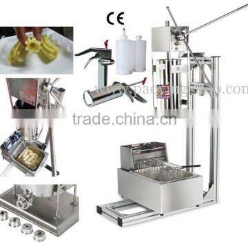 (4 in 1) Commercial 5L Manual Spanish Churro Machine + Working Stand + 6L 110v 220v Electric Deep Fryer + 1L Filling Machine