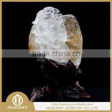 high quality clear quartz crystal couple bird and flower sculpture good for wedding gift