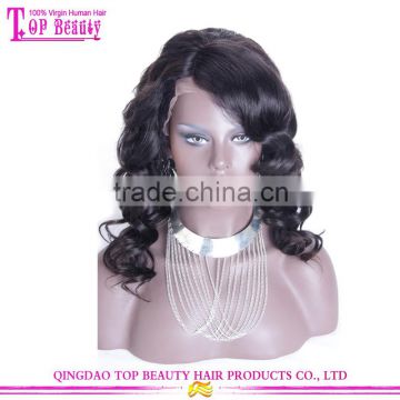 180% Density Water Wave wigs With Big Fringe 7A Brazilian Human Hair Lace Front Wigs With Bangs