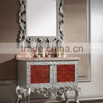 Luxury Hand Carved Wooden Bathroom Vanity Set, Victorian Style Bathroom Furniture, Antique Style Sanitary Ware W Sliver WTS314