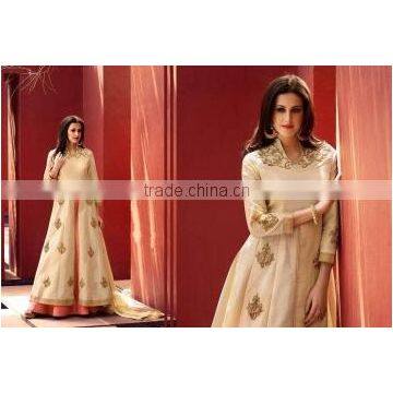 Civility Off White Raw Silk Anarkali Suit/Buy Online Anarkali Suits