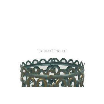 Antique Small Green Golden Brush Tealight Candle Holder Lantern photo-3