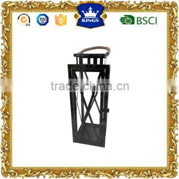 Glass Stainless steel Lantern with rope handle