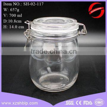 700ml food grade glass jar for food storage with swing cap