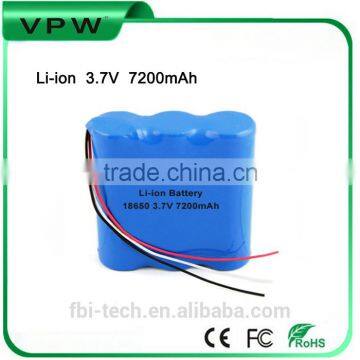 7200mah 3.7V Rechargeable Li-ion battery with CE FCC MSDS ROHS certification