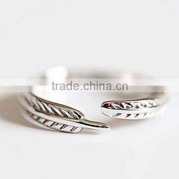 925 sterling silver feather ring adjustable ring fashion women ring jewelry supplies 6260551