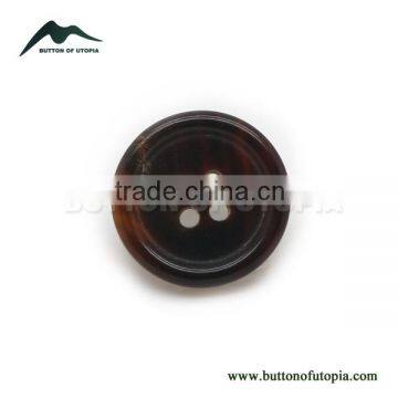 4 Holes 32L(20.32mm) and 24L(15.24mm) Real Brown Color Buffalo Horn Button for Suit Coat with Rim