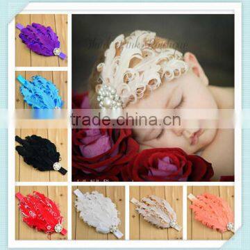 High quality top baby hair accessories multi-colored feather baby headbands