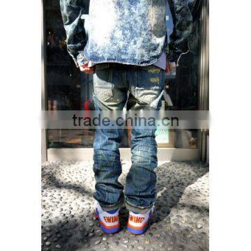High Quality Heavy Wash Ripped Jeans Wholesale Destroyed Jean American Wholesale Jeans (LOTM258) photo-3
