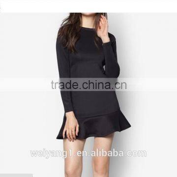 2016 Most Fashion Long Sleeves Fluted Hem Women Dress Semi Formal Cocktail Women Dress