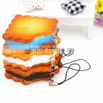 PU Cream One Bite Biscuits Miniature Fake Food For Dolls and Dollhouse Purse Keychains Decor-Yiwu sanqi crafts factory