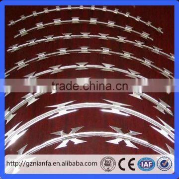 Surinam anti rust Hot Galvanized BTO-30 Rolls Razor Barbed Wire(Guangzhou Factory)