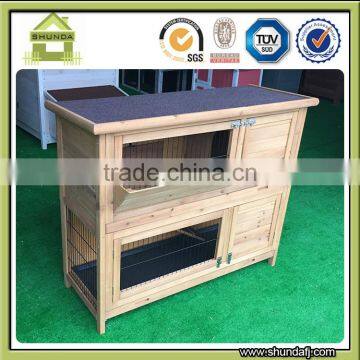 SDR020 Commercial Unique Wooden Double Rabbit Cages With Tray and Hay Rack photo-2