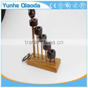 Staircase Disentanglement Puzzle on Elephant Base Classical Wooden Puzzle Set Solution Rope Central Brain Teaser for Adults Game photo-2