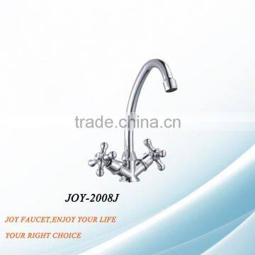 TWO CROSS HANDLE HOT AND COLD BRASS KITCHEN FAUCET