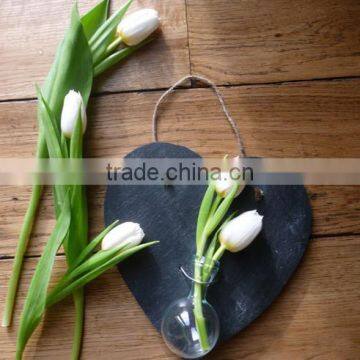 Natural Hanging heart shaped slate with vase