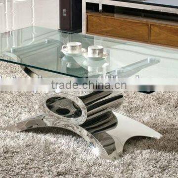 C346 modern design stainless steel glass coffee table