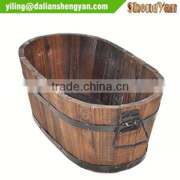 Carbonized Treated Wood Large Oval Planters photo-2