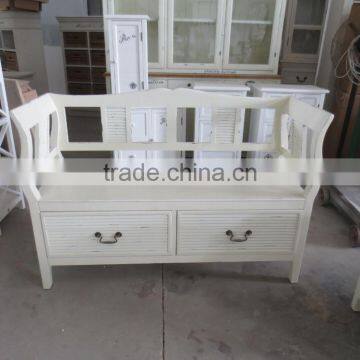 Shabby Large Wooden Stool for 3 People photo-3