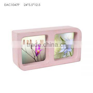 Artificial double frames pink concrete wedding photo frame