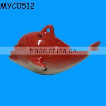 Red ceramic fish shaped custom wholesale Ocarina