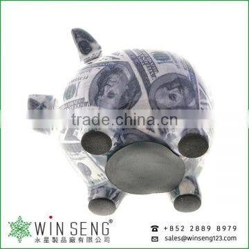 Lovely Design Money Patterns Pig Shaped Ceramic Animal Piggy Bank photo-5