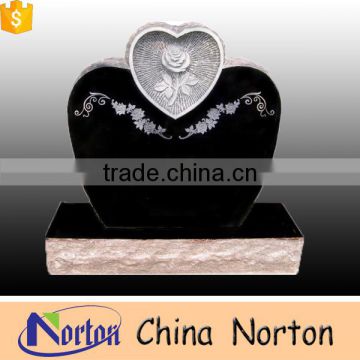 Carved cheap heart shaped black granite tombstone and monument NTGT-014L