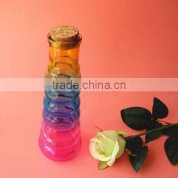Rainbow Colored Grain Glass Edible Oil Jar With Wooden Cork photo-2