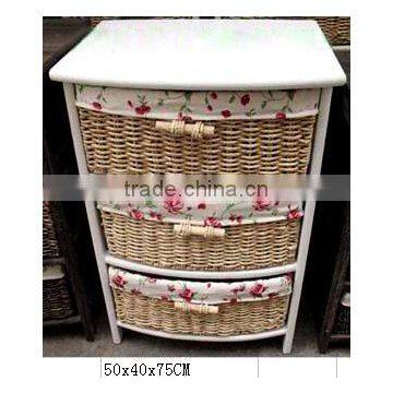 Tong Wood Living Room Display Shoe Cabinet With Wicker Drawer photo-5
