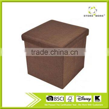 Collapsible Storage Ottoman Cube Foot Rest Stool Comfy Linen-like Fabric Lift Off Top photo-3