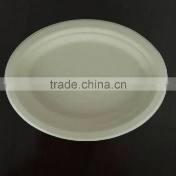 White & beige color Round Shape biodegradable sugarcane bagasse plate